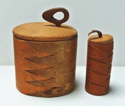 スウェーデン工芸品 白樺 ふたつきボックス